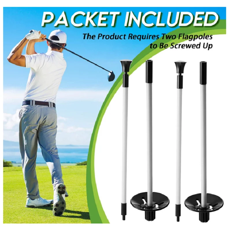 Set of 3 Golf Putting Green Flagstick Flag Stick for Yard Portable Fiberglass 2-Section Golf Pole Pin Flagpole Mini Golf Set 4