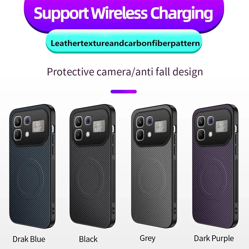 Magnetic Leather Case with Carbon Fiber Texture and Mag-safe for Enhanced Camera Protection