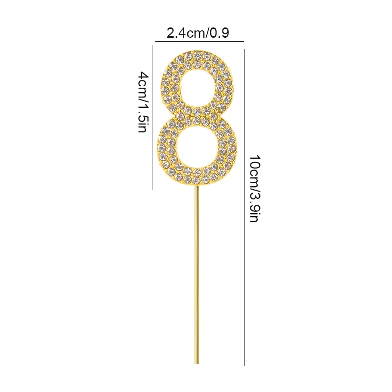 Gold and Silver Glitter Number Cake Toppers - Elegant Birthday and Celebration Decor