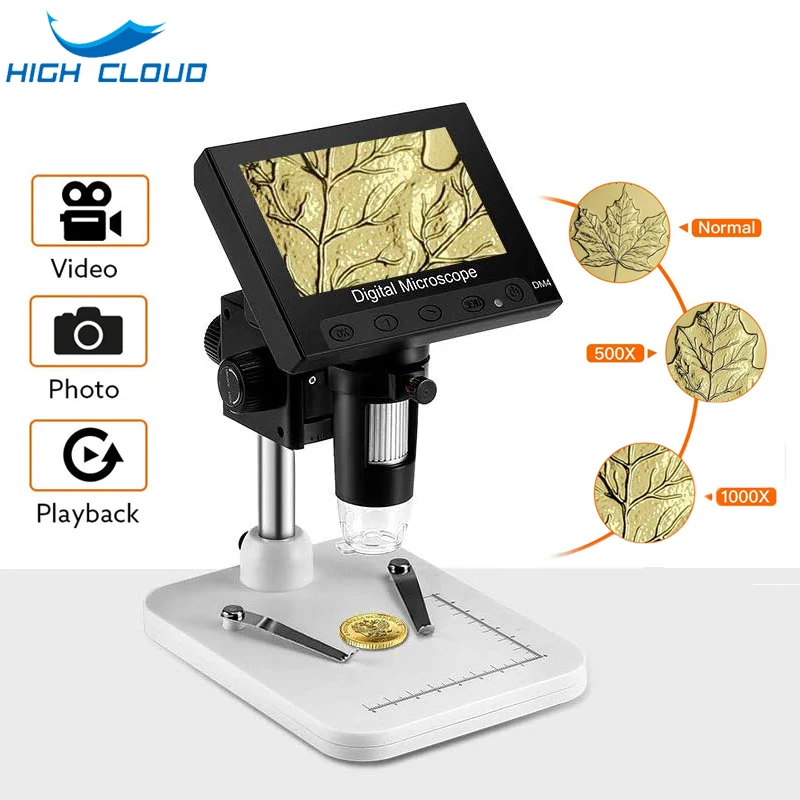 4.3 인치 LCD 디지털 USB 현미경 내시경 1000X 줌 8 LED 조명 카메라 비디오 레코더 수리 납땜