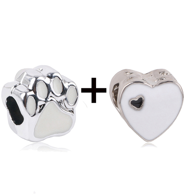 New Design White Heart Charm Beads Pendant Fit European Style Brand Bracelets Necklaces For Women Jewelry Making