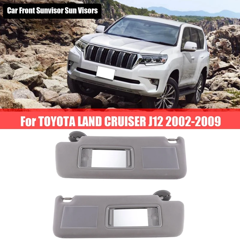 

1Pair Car Front Sunvisor Sun Visors W/ Mirrors & LED Lights 74310-6A020-A1 Parts For TOYOTA LAND CRUISER J12 2002-2009