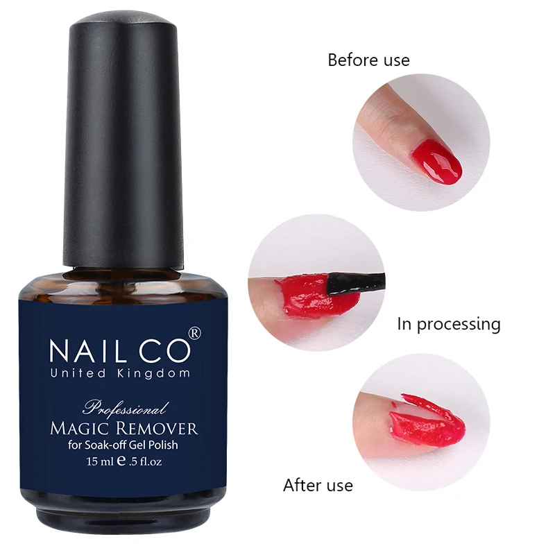 NAILCO 15ml Hema TPO Free No Wipe Top Base Coat Set Art Design Gel Nail Primer Soak Off UV Gel Nail Varnish Remover Kit