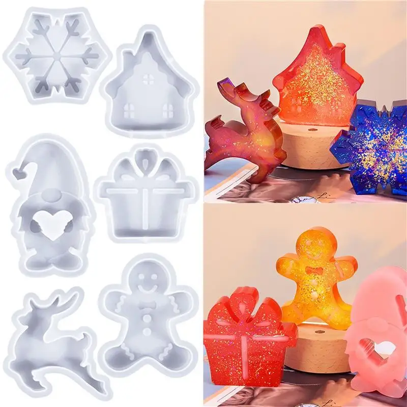 3D Christmas Candle Silicone Mold DIY Christmas Tree Elk Handmade Soap Scented Resin Mould Craft Gifts Making Tools Party Decor