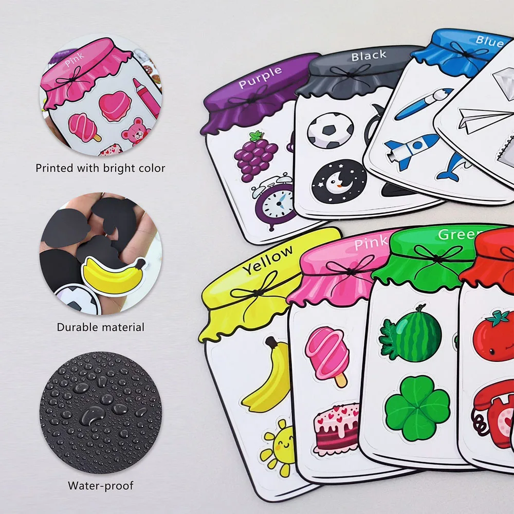 10Pcs Color Recognition Magnetic Sorting Set Educational Magnet Colorful Fruit Magnets Colored Candy Jar Magnetic Classification