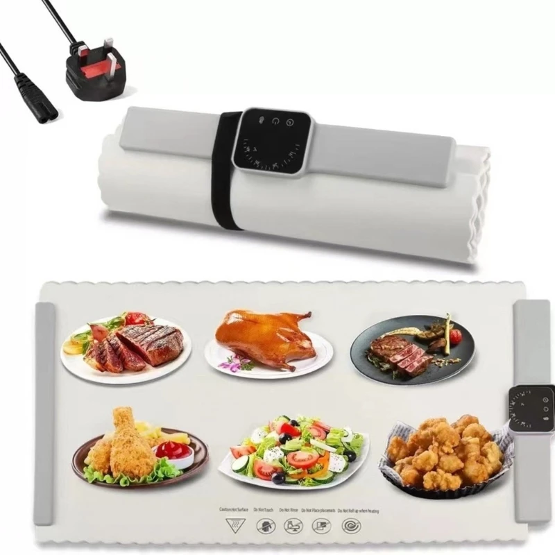 Convenient Heating Mats with Folding Designs Dining Table Heating Pad Silicone Texture Warming Tray for Dining Table