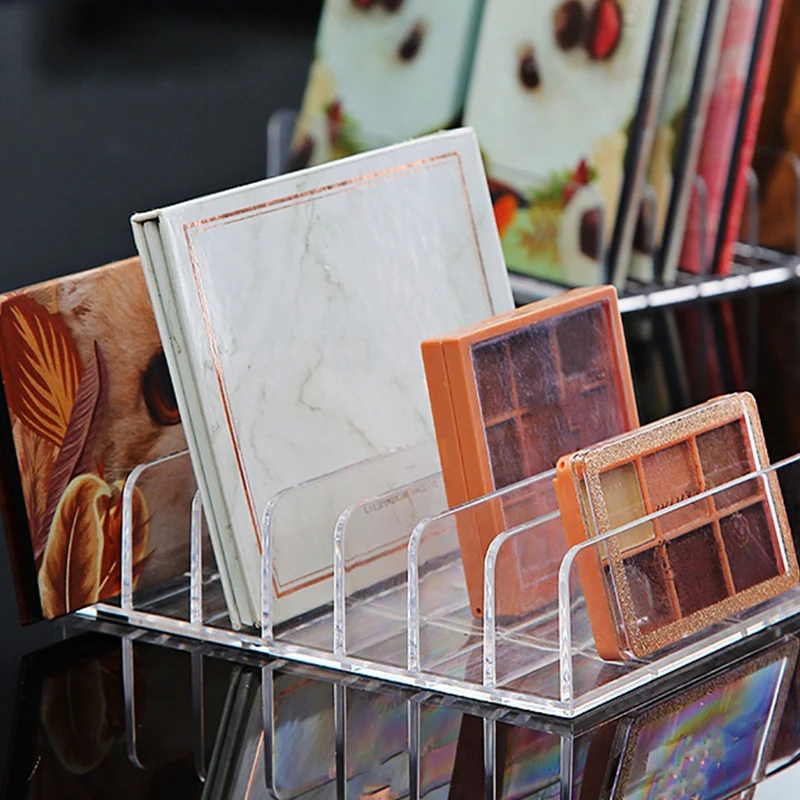 Transparent Acrylic Desk Book Organizer Makeup Cosmetics Storage Box Rack 7 Slots