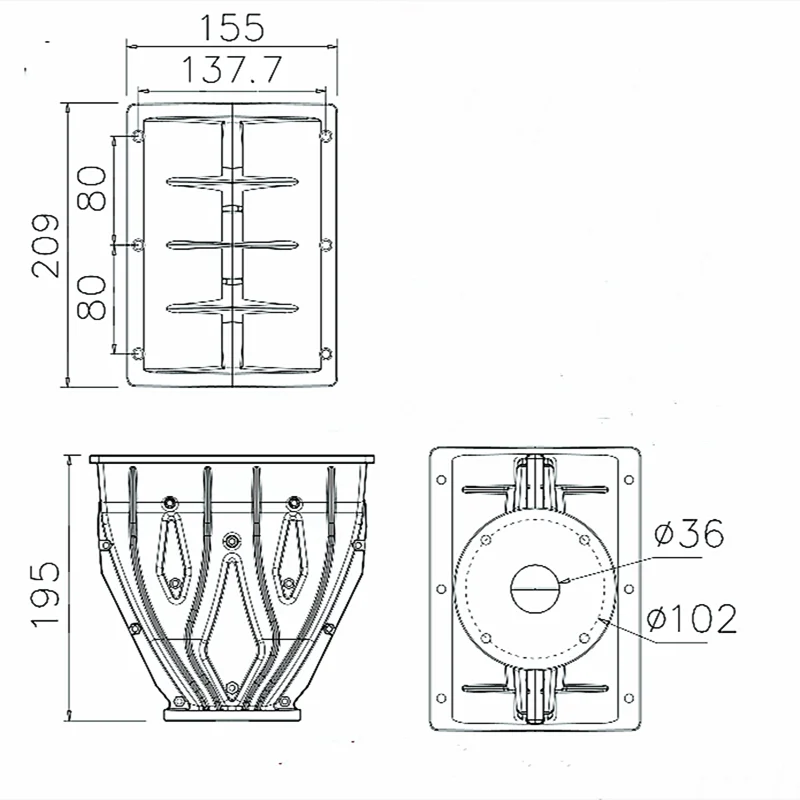 210 Horn Line Array Waveguide für professionelle Lautsprechersysteme 1 Zoll 1,4 Zoll 210L 154W 195H Audio-Lautsprecherzubehör – Detail 1
