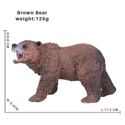 Wild Zoo Animal Action Figures Set - Includes Antelope, Giraffe, Panda, Pig, Elephant, and Tiger Figurines (Brown Bear)