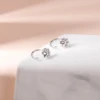 AOEDEJ 20G 2PCS 999 Sliver Open Earrings Jewelry Girl Cute Cat Heart Hoop Earring Crystal Opening Huggies Piercings Circle Ring 6