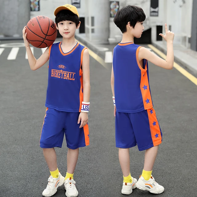 4-15T Children Summer Basketball Clothes Kids Boys Sports Outfits Jersey  Suit