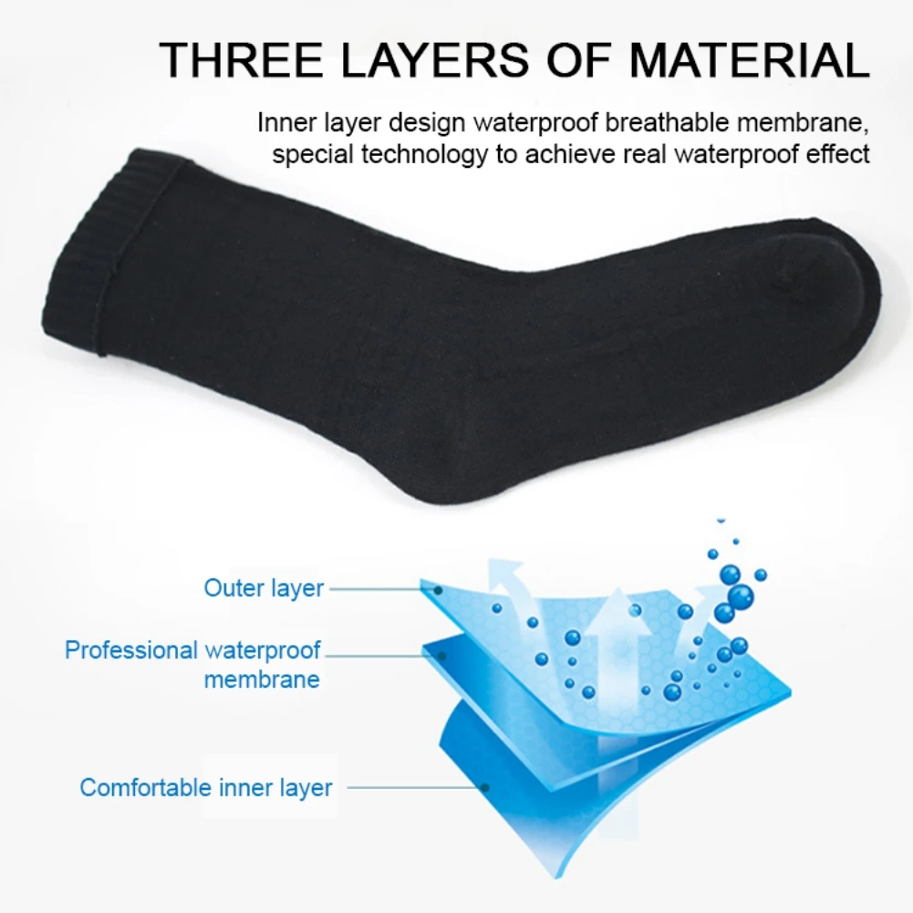 3 Paires Chaussettes Hiver Imperméables Homme Femme - Doublure Polaire, Coupe-Vent, Pour Randonnée Et Ski - 13