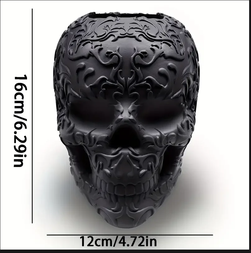 1Pc Halloween Skull Resin Eyebrow Brush Holder Suitable for Indoor and Outdoor Use Pen Holder Storage Decorative Crafts skull brush holder