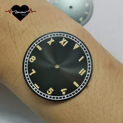 California Dial 37mm Sunburst Watch Face with Vintage Lume in Black and Green (NO.54 Black)