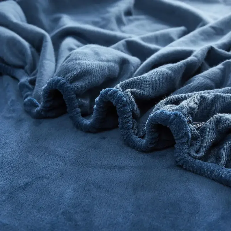 Winter Plush Elastic Fitted Sheet Double Bed Sheet Soft Warm Velvet Bedspread Mattress Cover Bed Linen Protector Twin Queen King 5