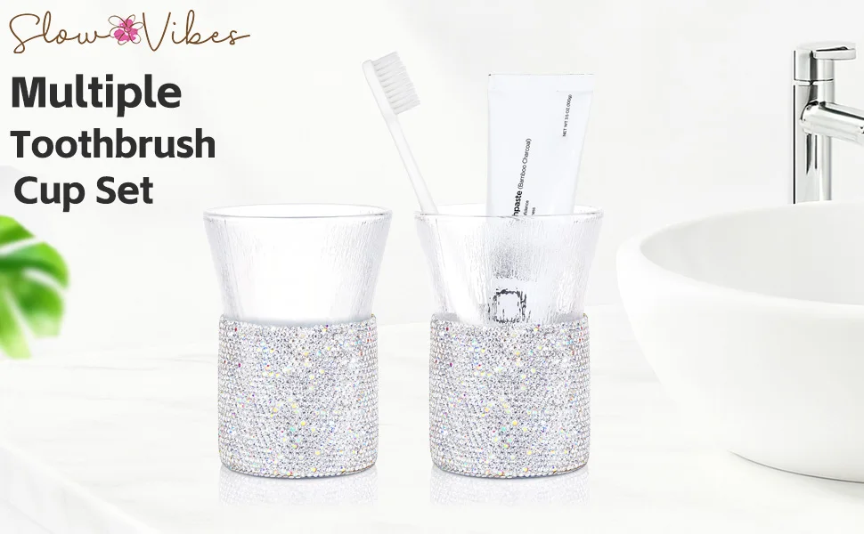 2er Set Zahnputzbecher Aus Glas Für Das Badezimmer_voghion.com