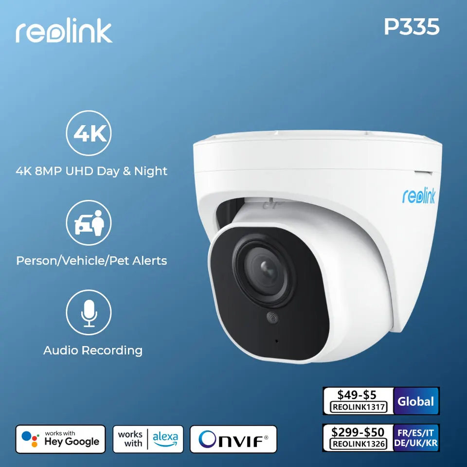 Reolink Outdoor Camera 8mp 4K PoE Human/Car Detection Infrared Night Vision  Bullet Smart Home IP Surveillance Camera P331