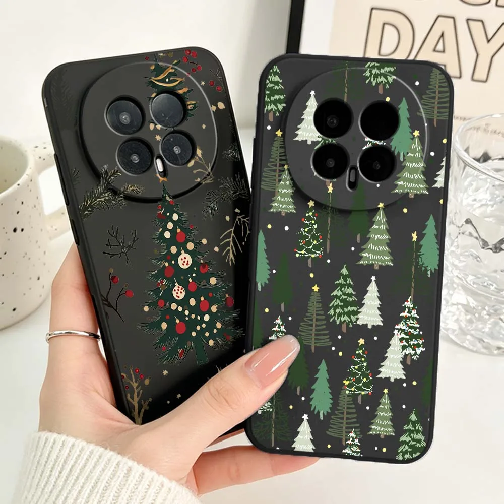 Festive Christmas Tree Pattern Phone Case - Black