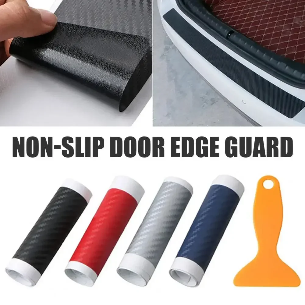 Car Door Bumper Sticker Waterproof PVC Carbon Fiber Trim Strip Protective Film Anti-Scratch Non-slip Door Edge Protector
