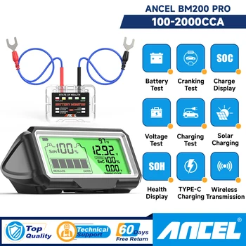 ANCEL BM200 PRO 12V testeur de capacité de batterie de voiture moniteur LED affichage étanche SOH SOC analyseur de santé de batterie outils de test automatique
