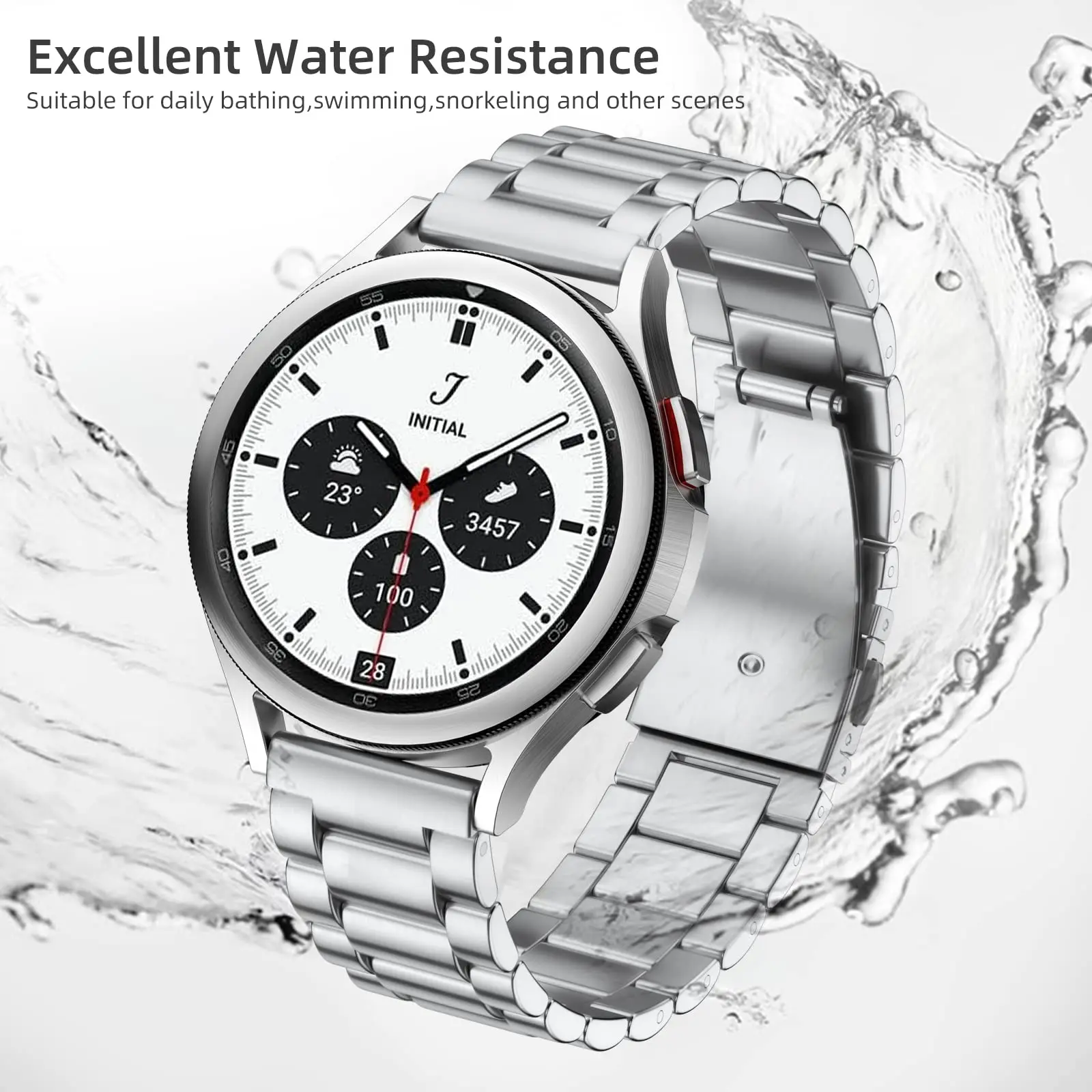 Stainless Steel Adjustable Metal Watch Strap, 20mm/22mm