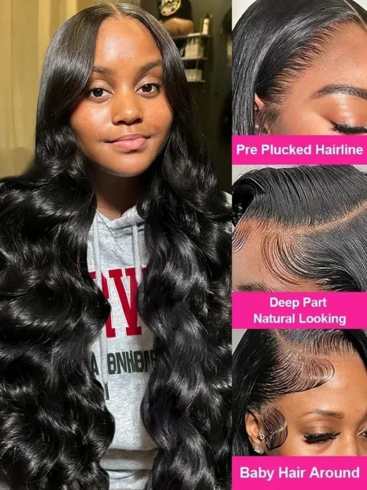 30 40 Inch 5x5 Glueless 200 Density 13x6 HD Transparent Lace Frontal Wig Human Hair 13x4 Body Wave Lace Front Wigs For Women