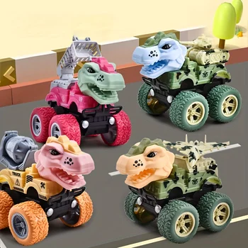 Creative Dinosaur Power Inertia Toy Car Toy Set [Minor Defects, Scratches; Product Styles, Stripes, Printed Styles are Random 1