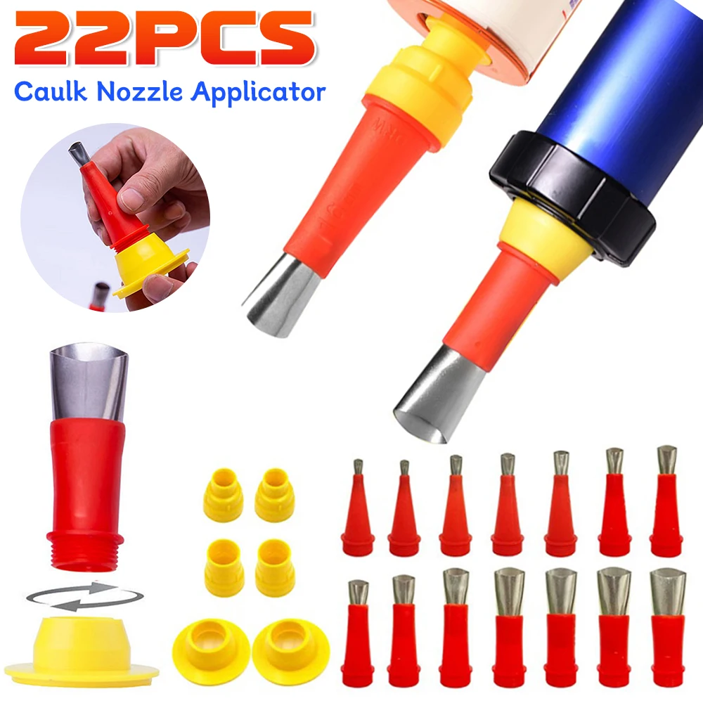 22PCS Stainless Steel Caulking Finisher Caulk Nozzle Applicator Silicone Caulking Tools Sealant Glue Kitchen Bathroom Sink Joint 2