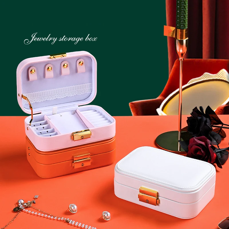 

Fashion Jewelry Display Case PU Leather Ring Earring Box Cabinet Organizer Packaging Case for Home Travel Girl Gift Storage