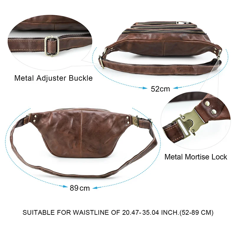 OYIXINGER Genuine Leather Fanny Packs For Men Waist Pack Men's Belt Bag 2024 Luxury Designer Phone Bags Male Crossbody Chest Bag