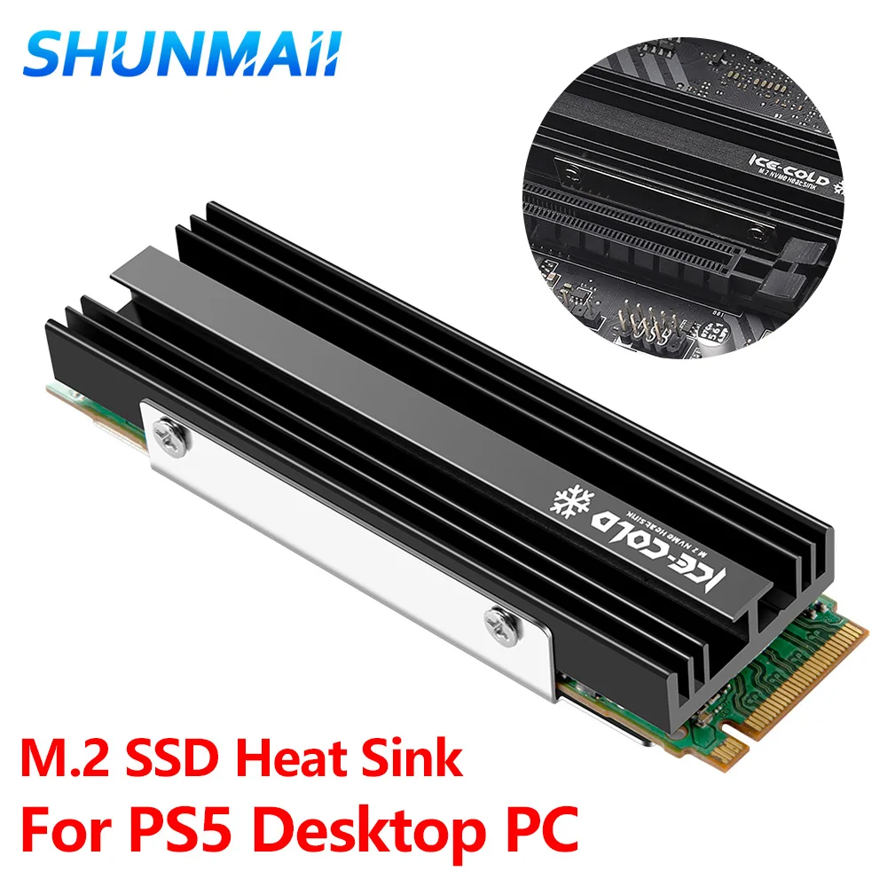 실리콘 열 패드가 있는 M.2 NGFF NVME 2280 SSD 방열판, 알루미늄 합금 냉각 쿨러, PS5 용 방열판