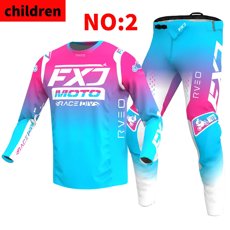 FXJ Motocross Jersey and Pants children kids Youth MTB DH UTV Enduro MX Gear Set Combo Off Road Racing Suit motorcycle