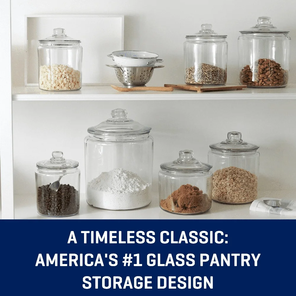 2 Gallon Glass Storage Jar with Lid - Wide Mouth Food Container for Dry Goods Candy Cookies Flour Rice Coffee Spices