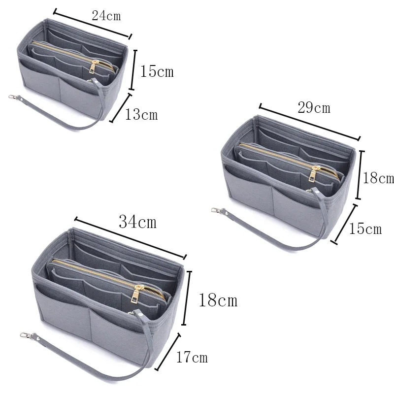 1 Stück Große Filztasche Als Handtaschen-Organizer – Abnehmbare Kosmetiktasche 32x16x15cm, Schwarz, Viel Stauraum