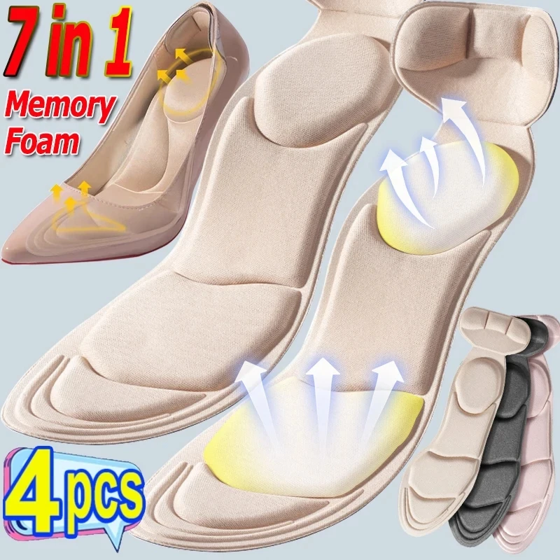 7D Soft Memory Foam Insole Pad Inserts Heel Post Back Breathable Anti-slip for Women High Heel Shoe Shoe Arch Support Insoles