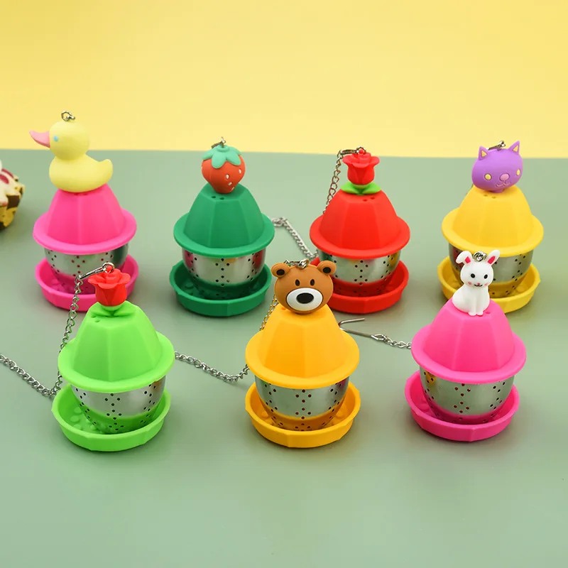 Cartoon Animal Silicone Tea Ball Infuser Stainless Steel Coffee Tea Cha Strainer Creative Kitchen Herbal Spice Filter Diffuser