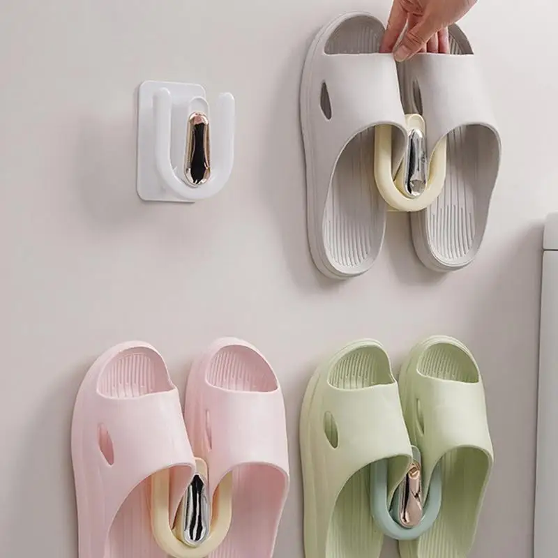 

Slipper Rack No Drilling Waterproof Towel Hooks Toilet Drainage Wall Mounted Bedroom Neat StorageWall Hooks For Slippers