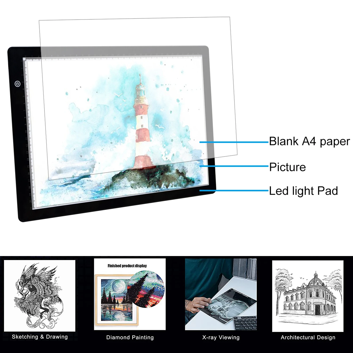 Desenho a4 Tablet Wacom Digital Gráfico Tablet Led Pintura Diamante Placa de Almofada de Luz Portátil para X-ray Film Viewer Novo - Imagem 3