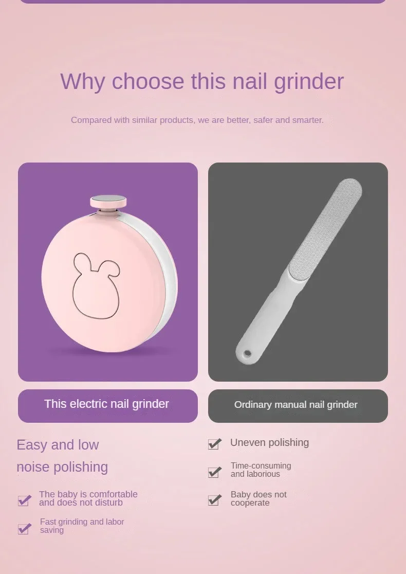 Tondeuse électrique, outils de soins, ensemble d'hygiène pour enfants, outil de polissage pour enfants, manucure pour bébé, coupe-ongles_voghion.com