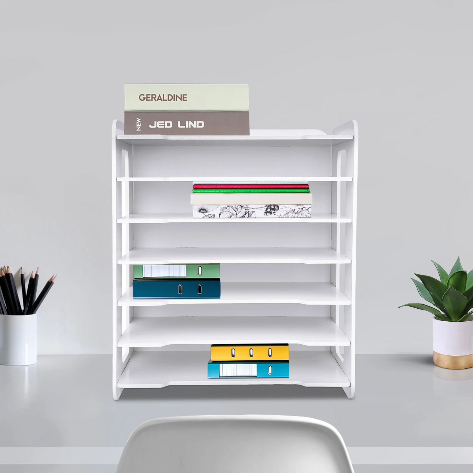 PVC Storage Box Horizontal Seven-layer File Organizer with Large Storage Space Desktop File Organizer Rack for Office Home