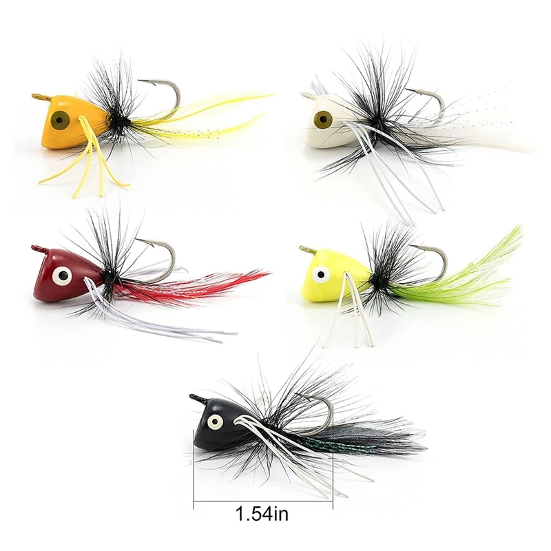 10PCS Fly Fishing Poppers Topwater Fishing Lures Bass Crappie Bluegill  Panfish Trout Salmon Perch Steelhead Flies