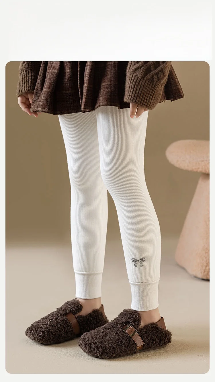 2025, warme Winterstrumpfhose für Mädchen, mit Fleece gefüttert, mit Schleife, Stickerei, Leggings, 3–15 Jahre, niedliche Kinderhose – Detail 10