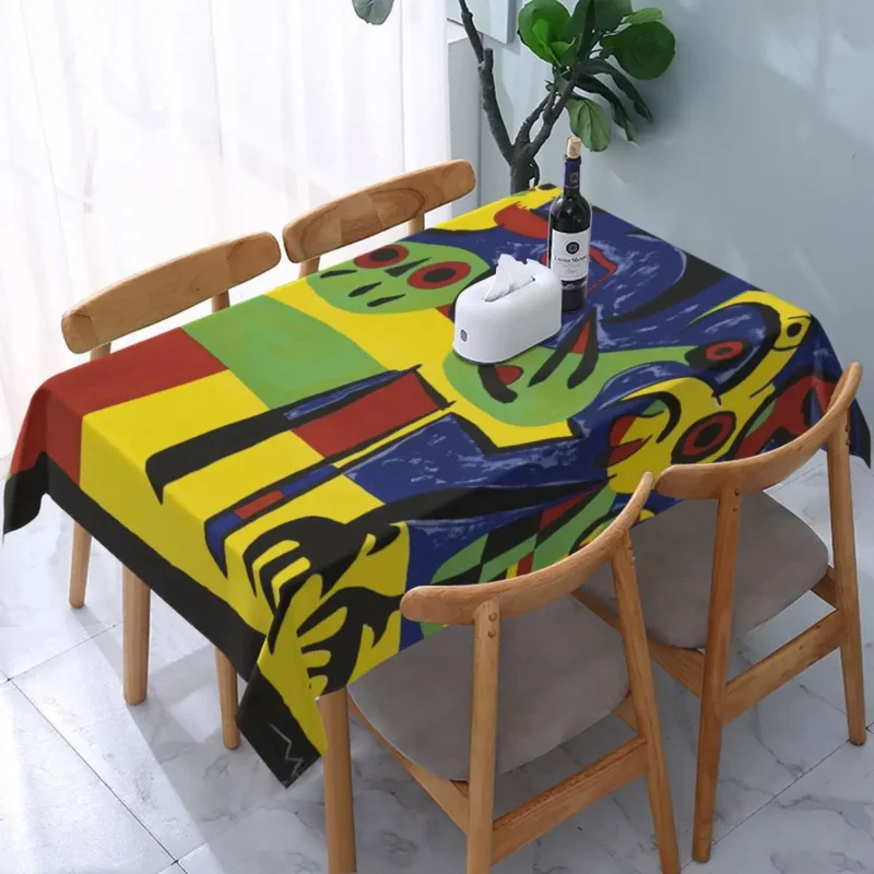 

Rectangular Fitted Dog Barking At The Moon Table Cloth Oilproof Tablecloth 40"-44" Table Cover Backed with Elastic Edge