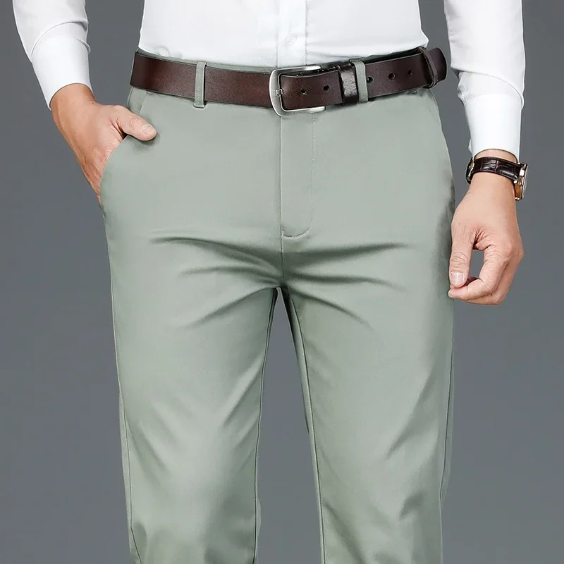 

2023 Spring New Men's Casual Pants Classic Style Business Fashion Solid Stretch Cotton Trousers Male Brand Clothes E119