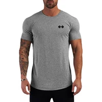 T-shirts de course d'été en coton respirant, vêtements de sport à manches courtes pour hommes, T-shirts musculaires d'entraînement, chemises de musculation, de Fitness 1