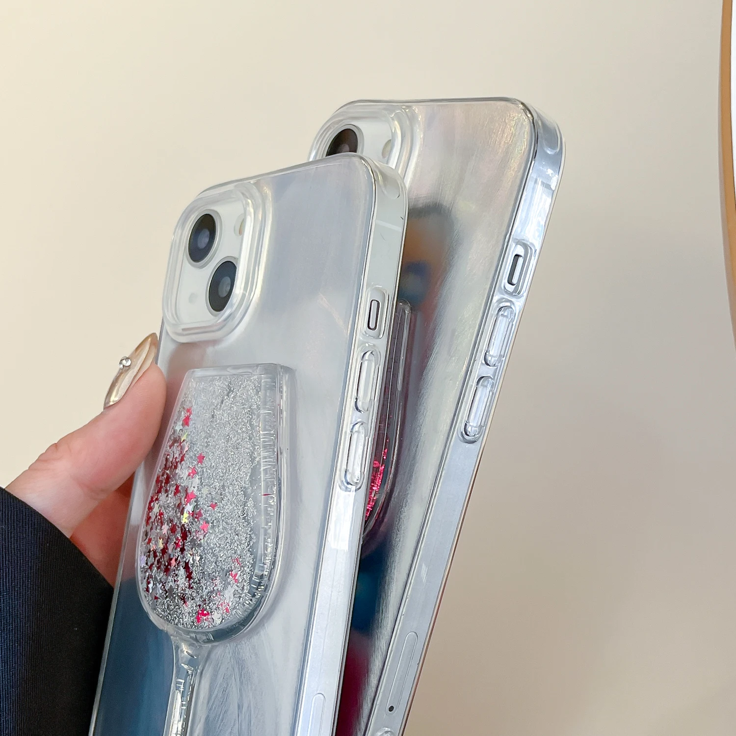 Cheers Glitter Wine Glass Gradual Laser Lines Hard Phone Case