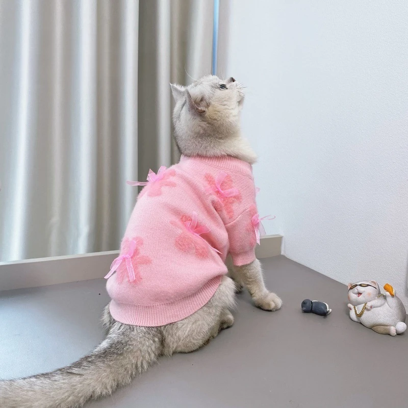 가을과 겨울 곰 활 스웨터 개 니트 옷 중소형 개 비비 베어 테디 포메라니안 핑크 작은 코트