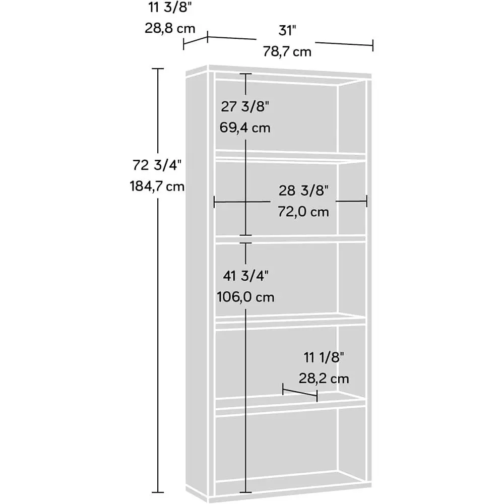 5-Shelf Adjustable Wood Bookcase Storage Shelf Sindoori Mango Finish Durable Lightweight Engineered Wood Living Room Furniture 4