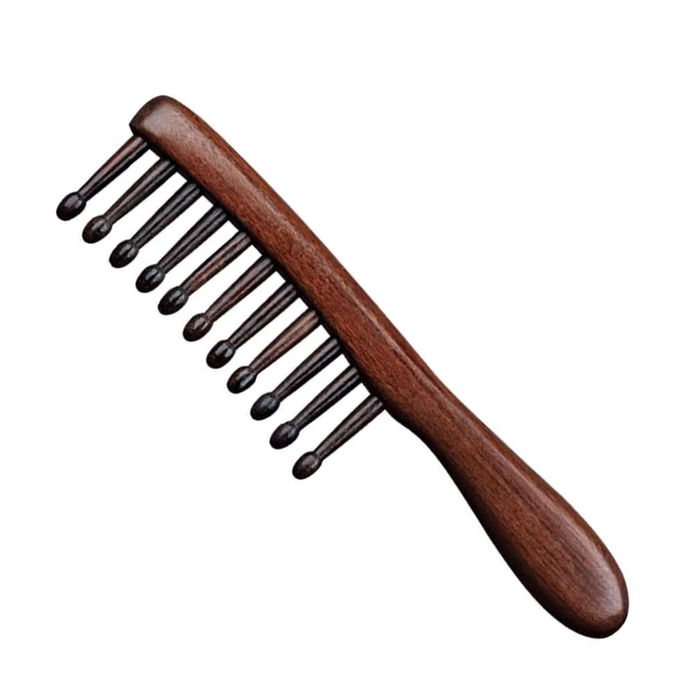 

Long Handle Scalp Sandalwood Curling Comb 's Wide Tooth Wooden Massage Detangling for Curly Hair
