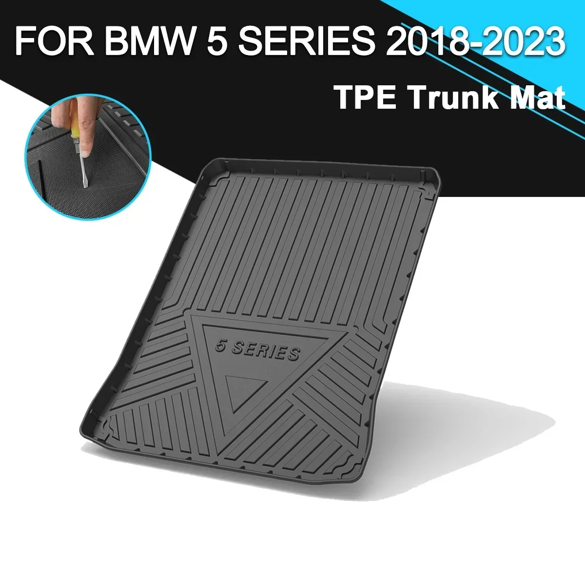 

Коврик для багажника автомобиля, водонепроницаемый нескользящий резиновый коврик для груза из ТПЭ, автомобильные аксессуары для BMW 5 серии 2018-2023